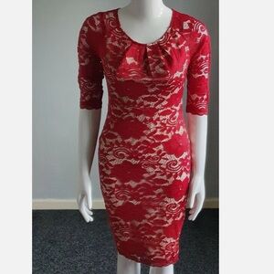 Fisoul Red Lace Dress - Size M